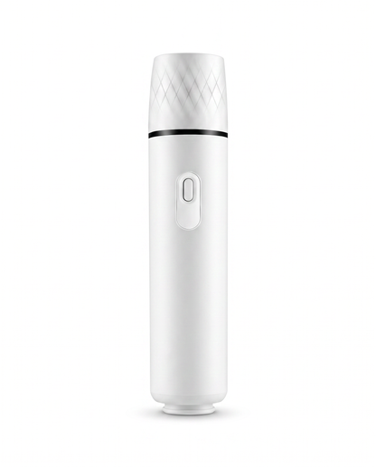FreshSeal handheld vacuum sealer in white standing upright on a clean white background